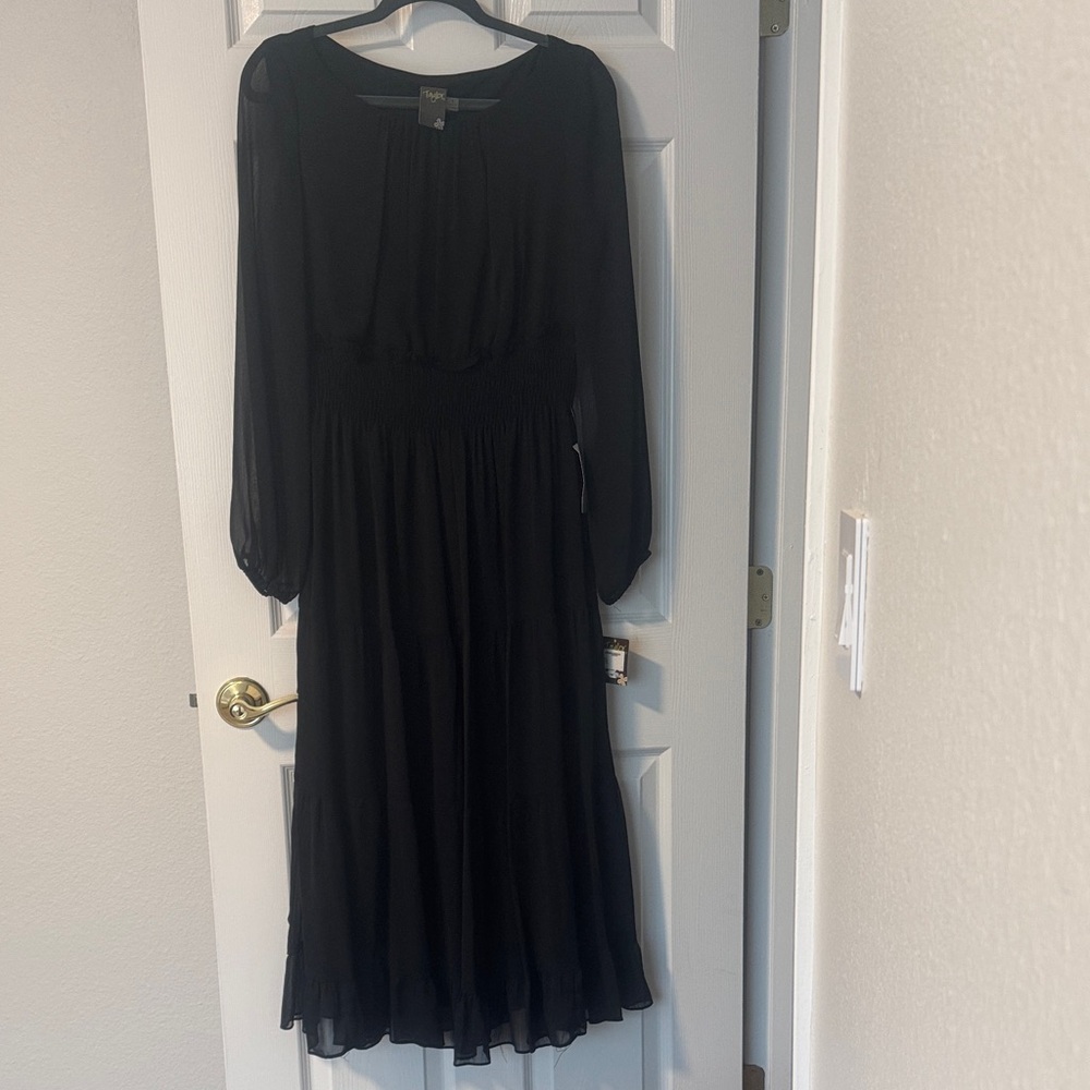Taylor Black Long Sleeve Maxi Dress